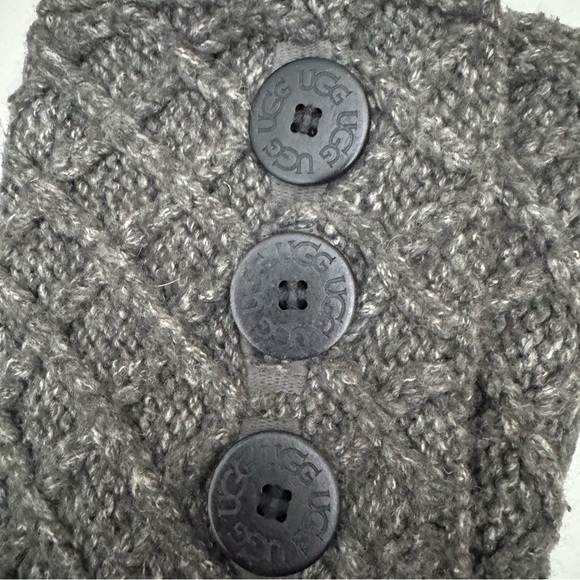 UGG Lattice Cardy Gray Knit Pull On 3 Button Sheepskin Lined Boots Size 5 - Picture 10 of 12